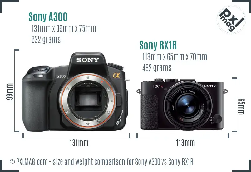 Sony A300 vs Sony RX1R size comparison