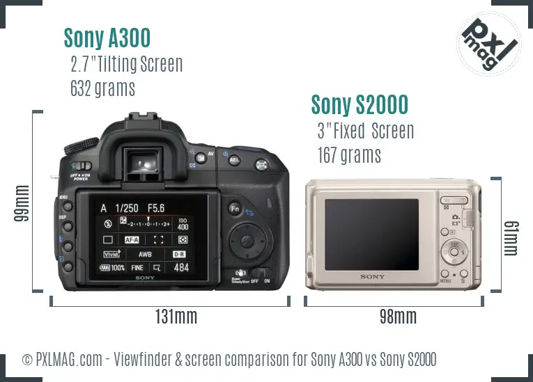 Sony A300 vs Sony S2000 Screen and Viewfinder comparison