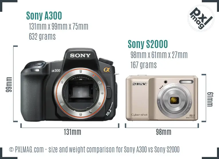 Sony A300 vs Sony S2000 size comparison