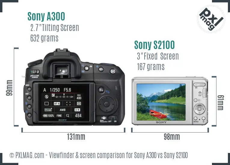Sony A300 vs Sony S2100 Screen and Viewfinder comparison