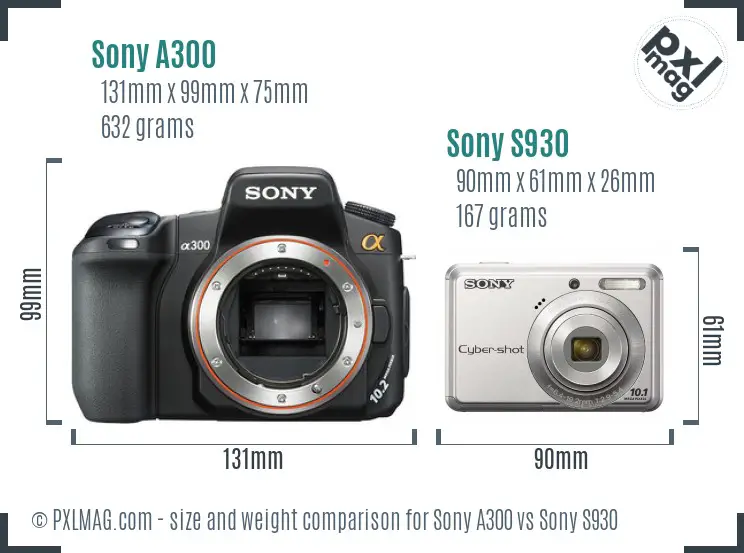 Sony A300 vs Sony S930 size comparison