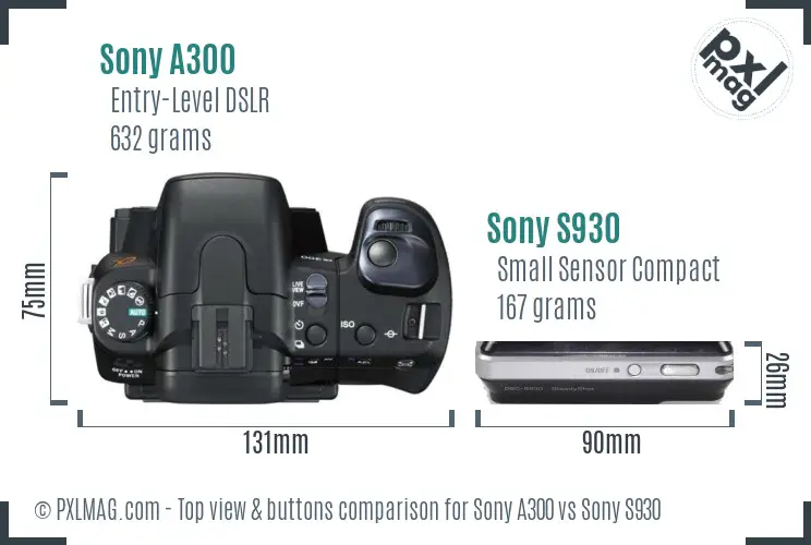 Sony A300 vs Sony S930 top view buttons comparison
