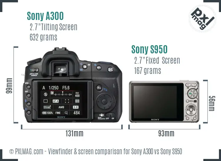 Sony A300 vs Sony S950 Screen and Viewfinder comparison