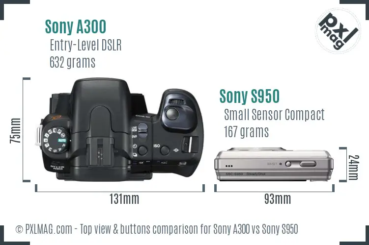 Sony A300 vs Sony S950 top view buttons comparison
