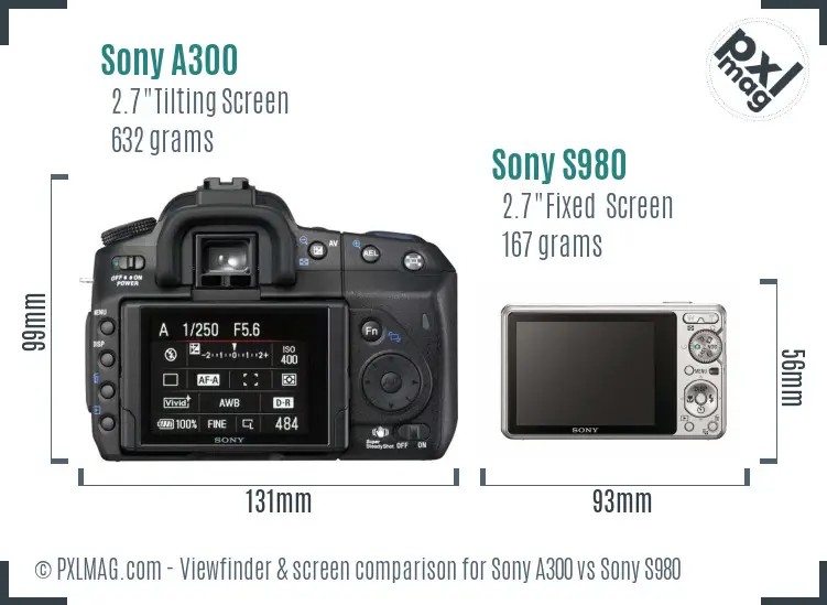 Sony A300 vs Sony S980 Screen and Viewfinder comparison