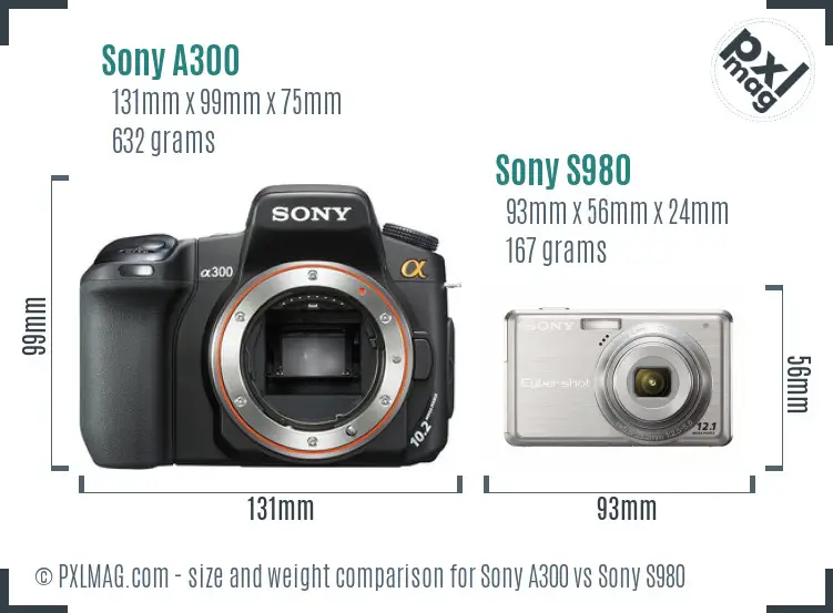 Sony A300 vs Sony S980 size comparison