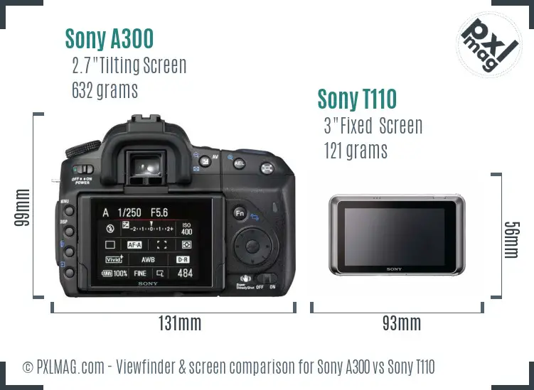 Sony A300 vs Sony T110 Screen and Viewfinder comparison
