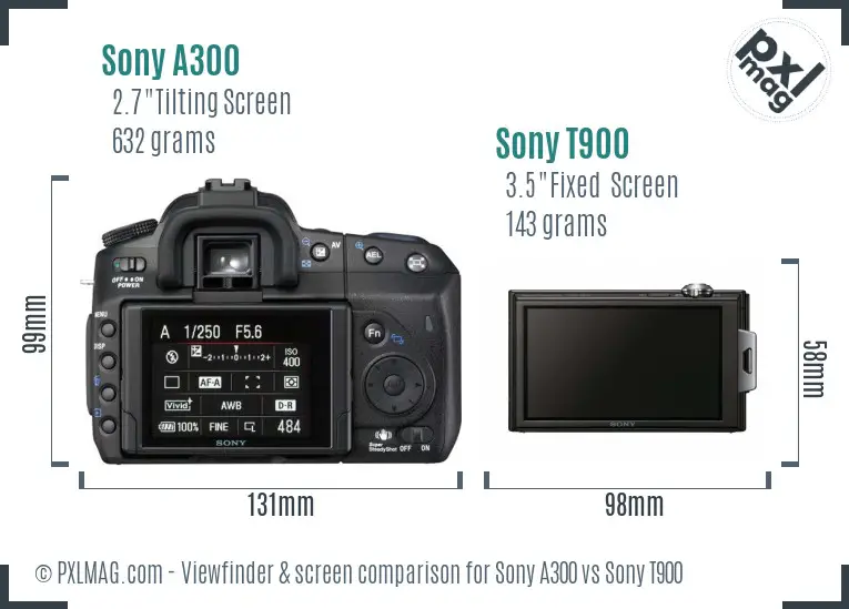Sony A300 vs Sony T900 Screen and Viewfinder comparison