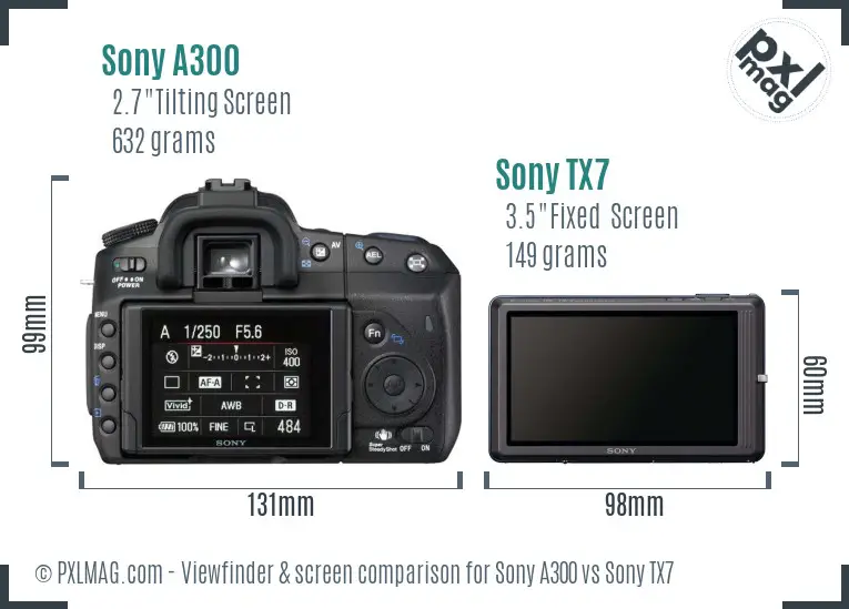 Sony A300 vs Sony TX7 Screen and Viewfinder comparison