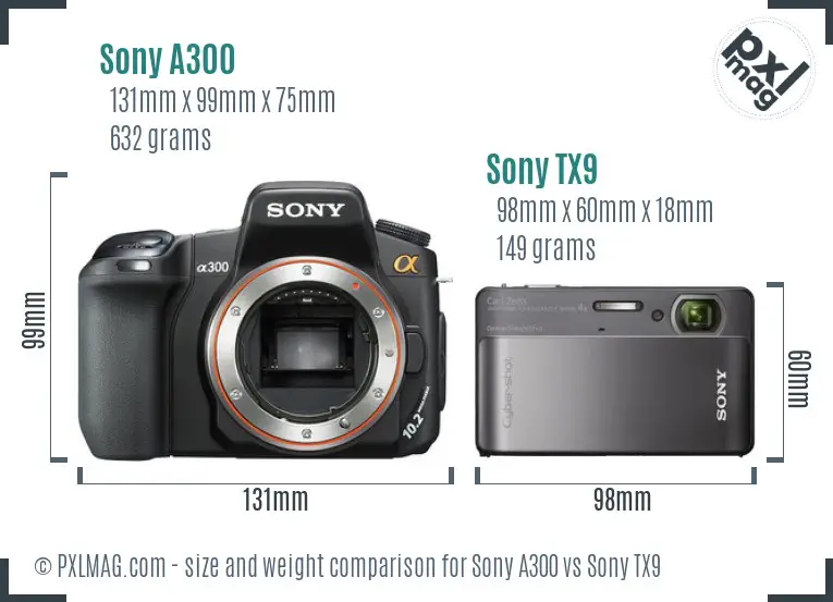 Sony A300 vs Sony TX9 size comparison