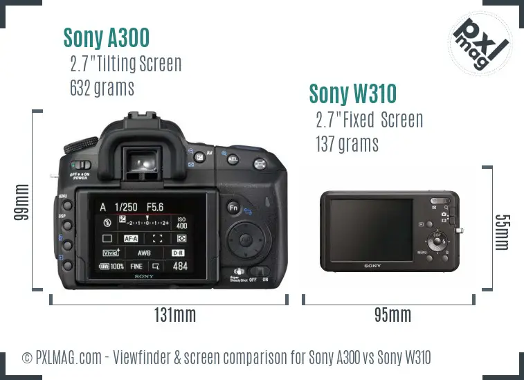 Sony A300 vs Sony W310 Screen and Viewfinder comparison