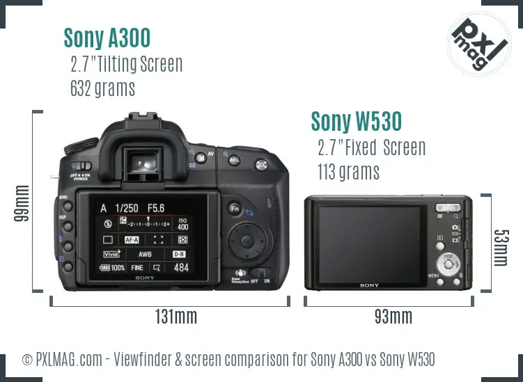 Sony A300 vs Sony W530 Screen and Viewfinder comparison
