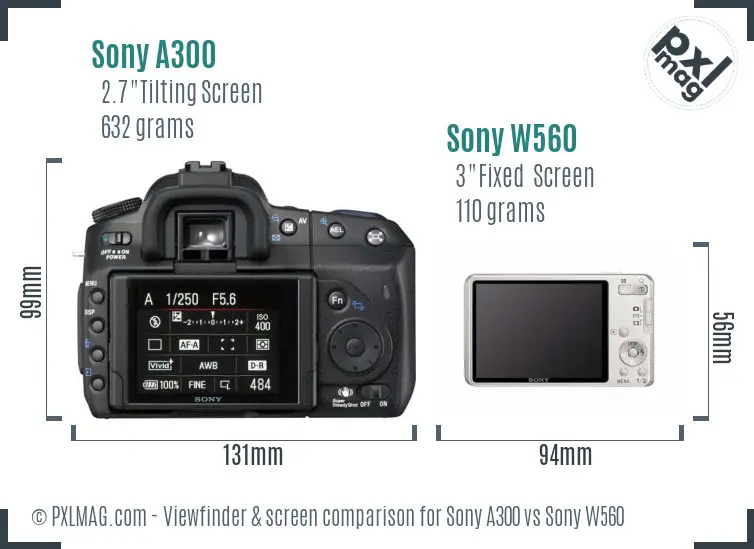 Sony A300 vs Sony W560 Screen and Viewfinder comparison
