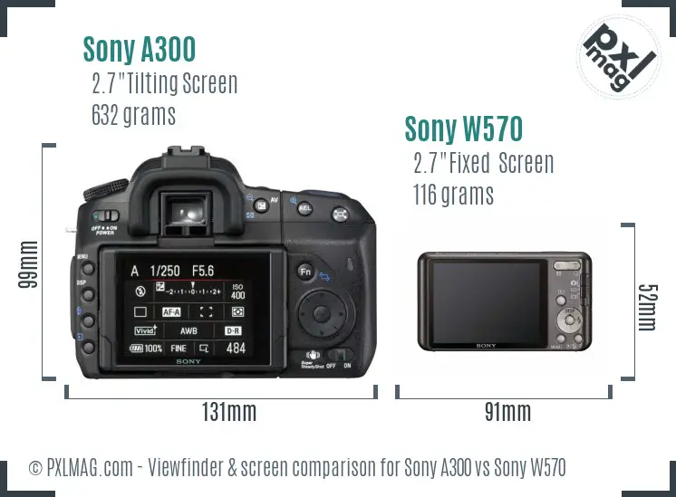 Sony A300 vs Sony W570 Screen and Viewfinder comparison