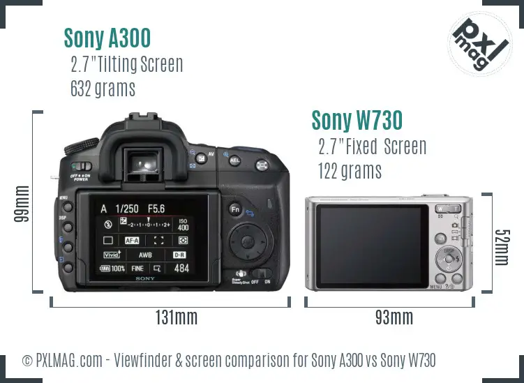 Sony A300 vs Sony W730 Screen and Viewfinder comparison