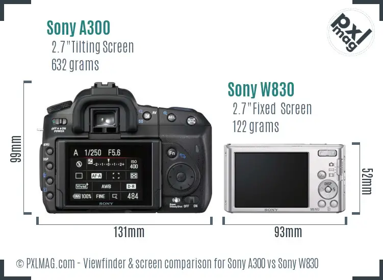 Sony A300 vs Sony W830 Screen and Viewfinder comparison