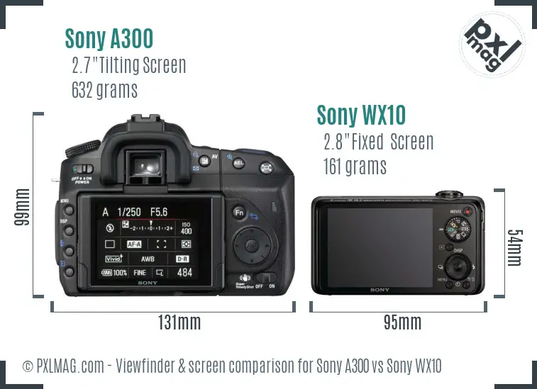 Sony A300 vs Sony WX10 Screen and Viewfinder comparison