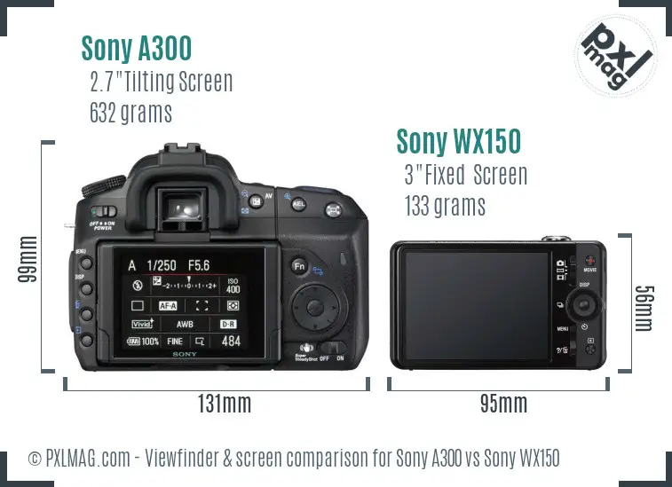 Sony A300 vs Sony WX150 Screen and Viewfinder comparison