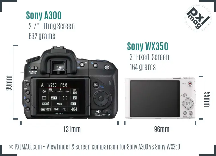 Sony A300 vs Sony WX350 Screen and Viewfinder comparison