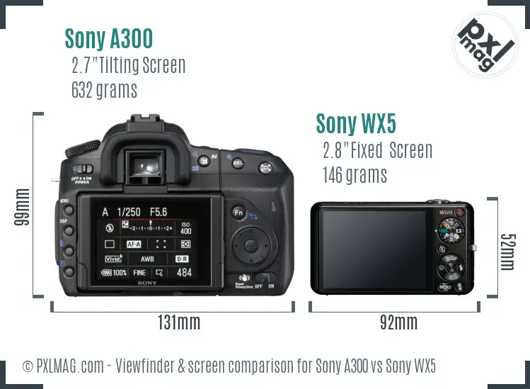 Sony A300 vs Sony WX5 Screen and Viewfinder comparison