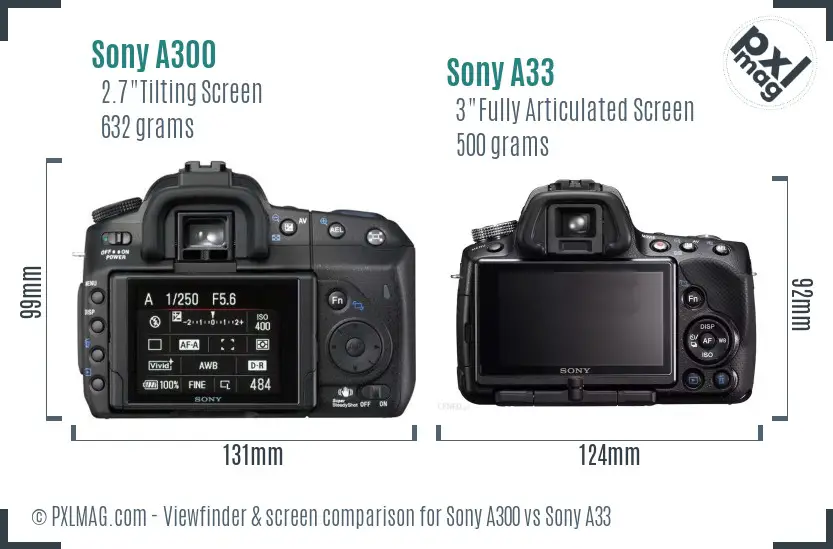 Sony A300 vs Sony A33 Screen and Viewfinder comparison