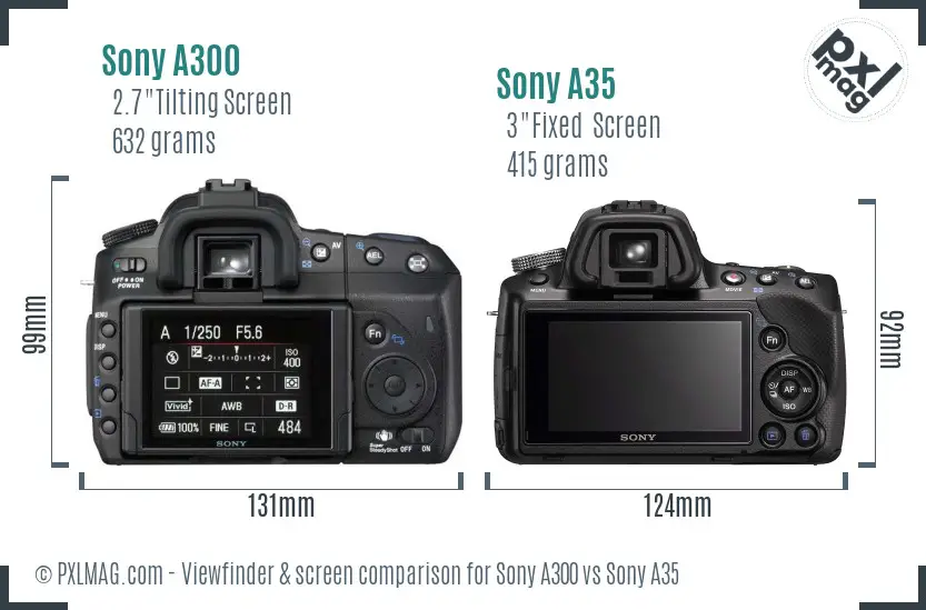 Sony A300 vs Sony A35 Screen and Viewfinder comparison