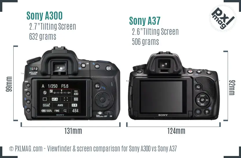 Sony A300 vs Sony A37 Screen and Viewfinder comparison