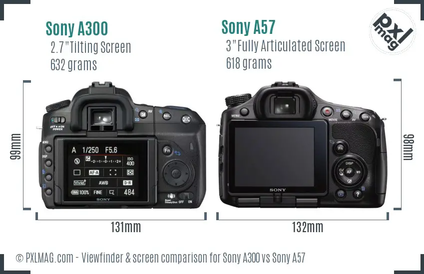 Sony A300 vs Sony A57 Screen and Viewfinder comparison