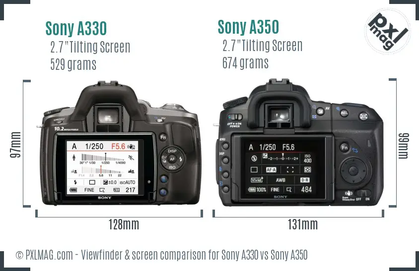 Sony A330 vs Sony A350 Screen and Viewfinder comparison