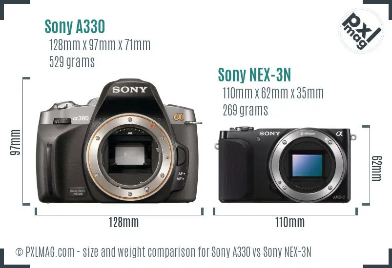 Sony A330 vs Sony NEX-3N size comparison