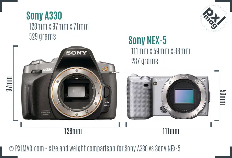 Sony A330 vs Sony NEX-5 size comparison