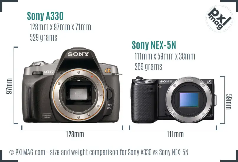 Sony A330 vs Sony NEX-5N size comparison