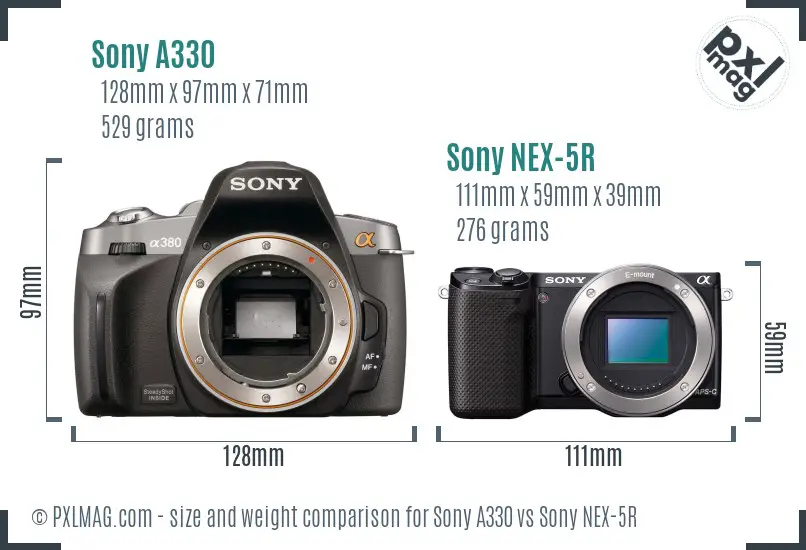 Sony A330 vs Sony NEX-5R size comparison