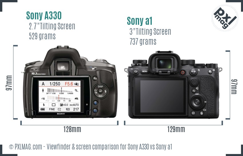 Sony A330 vs Sony a1 Screen and Viewfinder comparison