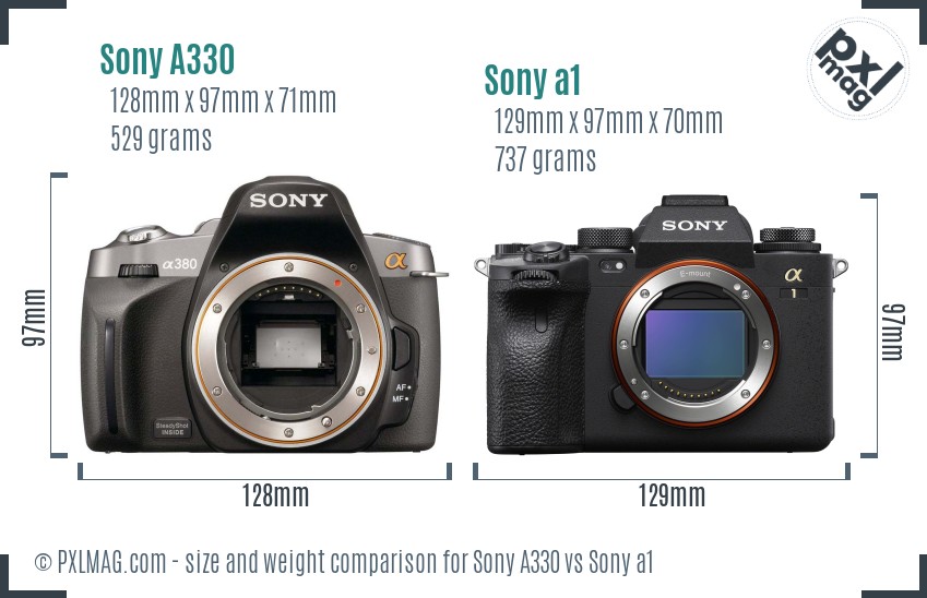 Sony A330 vs Sony a1 size comparison