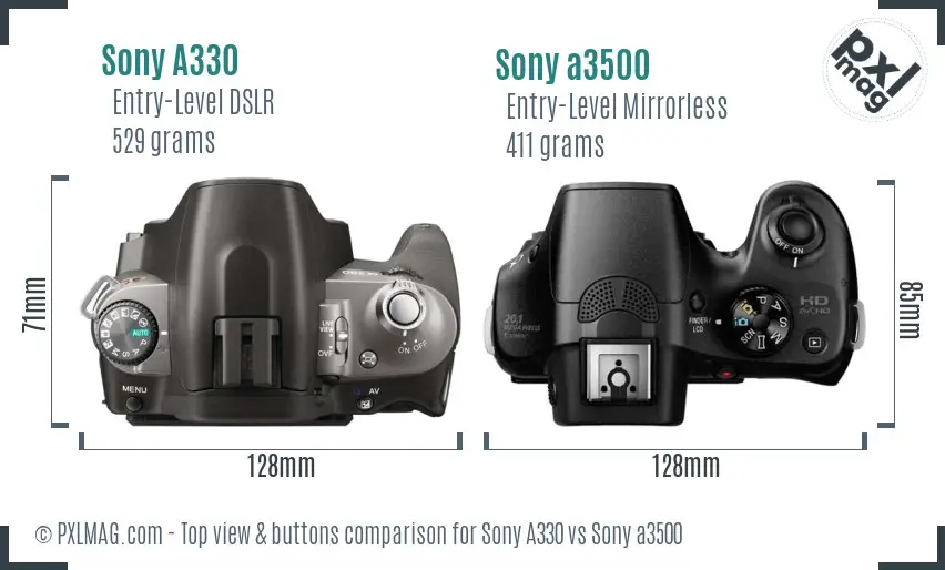 Sony A330 vs Sony a3500 top view buttons comparison