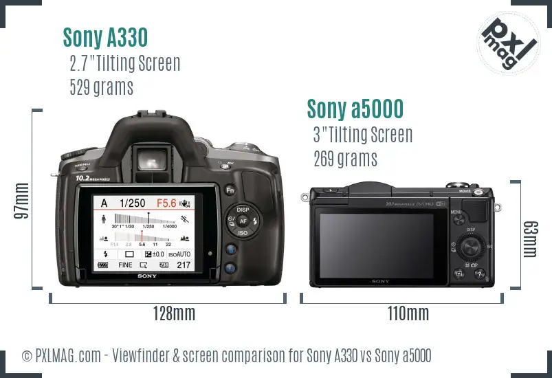Sony A330 vs Sony a5000 Screen and Viewfinder comparison
