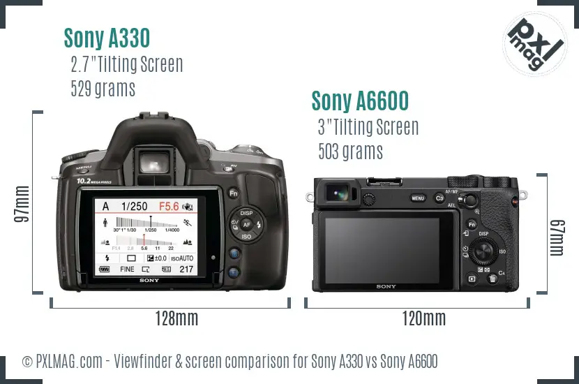 Sony A330 vs Sony A6600 Screen and Viewfinder comparison