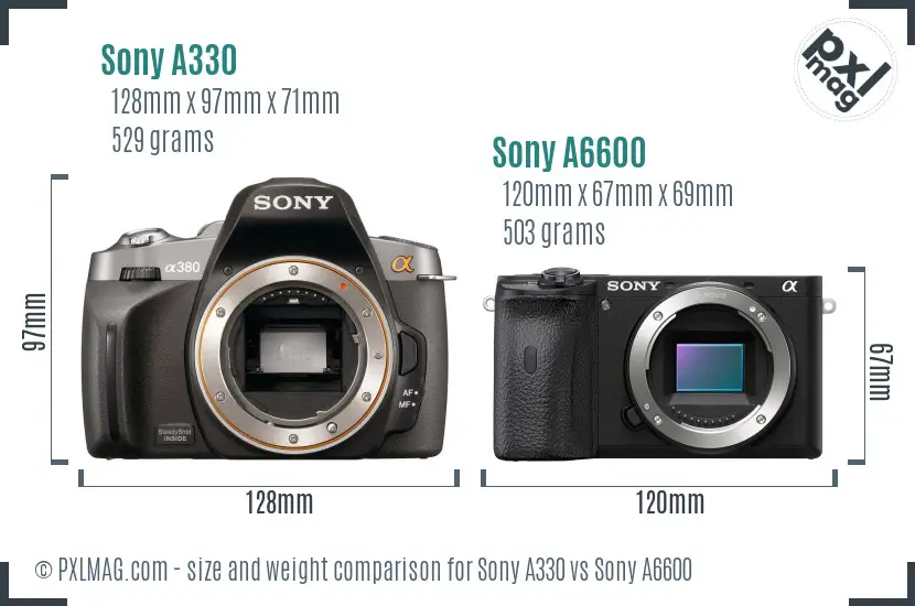 Sony A330 vs Sony A6600 size comparison