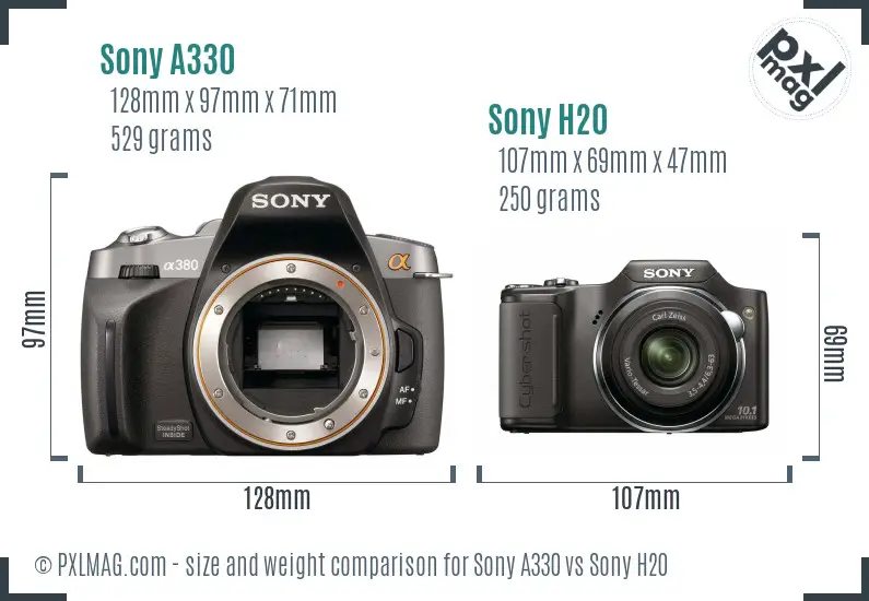Sony A330 vs Sony H20 size comparison