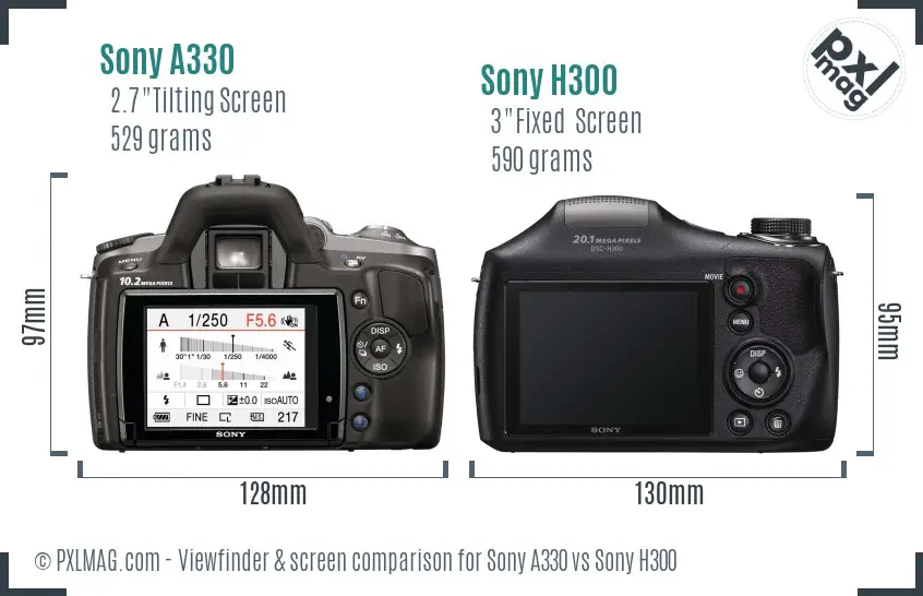 Sony A330 vs Sony H300 Screen and Viewfinder comparison