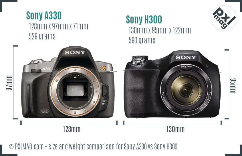 Sony A330 vs Sony H300 size comparison