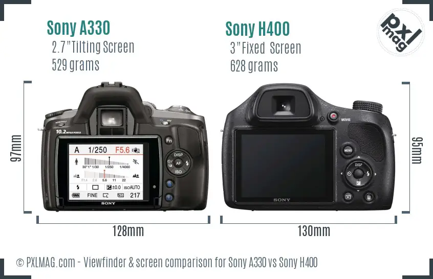 Sony A330 vs Sony H400 Screen and Viewfinder comparison