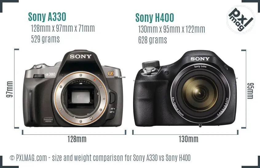 Sony A330 vs Sony H400 size comparison