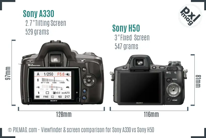 Sony A330 vs Sony H50 Screen and Viewfinder comparison