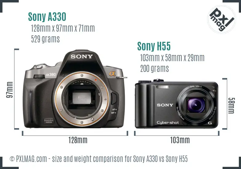 Sony A330 vs Sony H55 size comparison