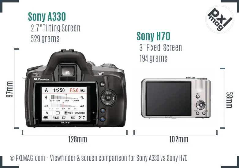 Sony A330 vs Sony H70 Screen and Viewfinder comparison
