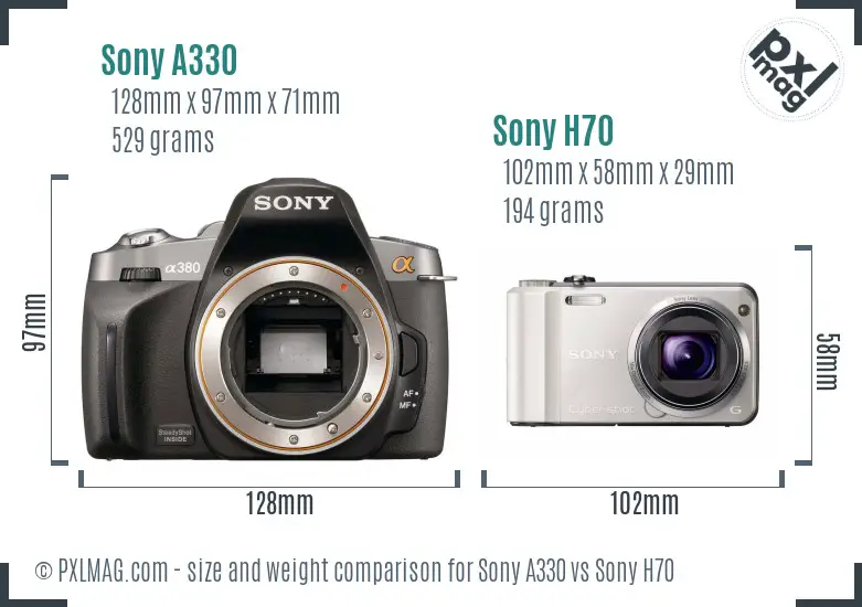 Sony A330 vs Sony H70 size comparison
