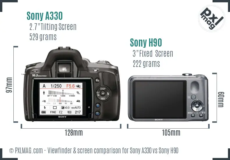 Sony A330 vs Sony H90 Screen and Viewfinder comparison