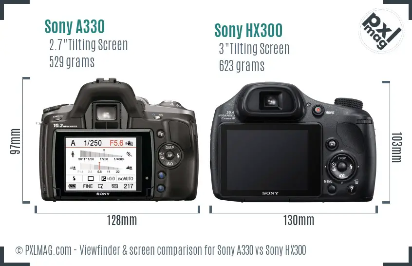 Sony A330 vs Sony HX300 Screen and Viewfinder comparison
